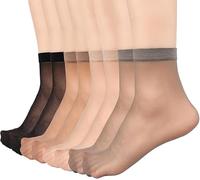 BROPAPA 12 Pairs Womens Sheer Ankle Socks Nude Stocking Summer Ultra Thin Cool See Through Silk Tights Socks for Women (12pairs(nude+black+gray+coffee))