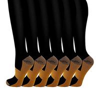 bropite Compression Socks For Women&Men,6 Pairs 20-30 mmHg Knee-High Socks, Multicolored 05 Copper Compression Socks, Large-X-Large
