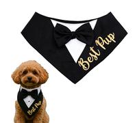 Brosash Dog Tuxedo Bandana Collar with Bow Tie - Best Pup Fancy Dog Scarf for Dogs - Wedding Scarf Accessories for Wedding Outfit, Photo Prop and Party Decor (Small)