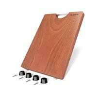Brosisincorp Solid Sapele Wood Cutting Board with Rubber Feet - Non-Toxic, Glue-Free, Heavy Duty Butcher Block - Medium 14.96" x 11.02" x 0.98" Thick, Whole Single Piece Hardwood Edge Grain