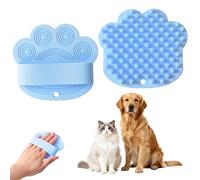Brosse de Bain pour Chats, Brosses de Toilettage pour Chien, Brosse de Massage avec Poignée en Anneau, Douche pour Animaux de Compagnie, Enlève les Poils Morts, la Salette et la Poussière (Blue)