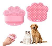 Brosse de Bain pour Chats, Brosses de Toilettage pour Chien, Brosse de Massage avec Poignée en Anneau, Douche pour Animaux de Compagnie, Enlève les Poils Morts, la Salette et la Poussière (Pink)