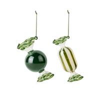 Broste Copenhagen Candy Christmas tree pendant glass 2 pieces Forest green