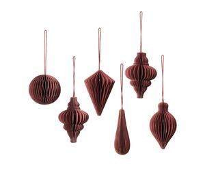 Broste Copenhagen Christmas mix decoration 6-pack Pompeian red