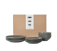 Broste Copenhagen - Nordic Rain Dinnerware Set 12 Pieces, Grey - Grey