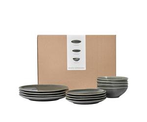 Broste Copenhagen - Nordic Rain Dinnerware Set 12 Pieces, Grey - Grey