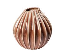 BROSTE Copenhagen Wide Vase L Diameter 30 x Height 30 cm, Ceramic Glossy Reactive Glazed Brown Fawn, Round Decorative Vase Scandinavian Design