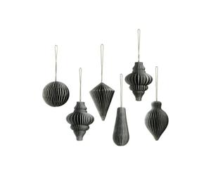 Broste Decorative Christmas Mix Paper Pendants Set of 6 Ready Folded in Box Size 5 x 7 cm Colour Thyme