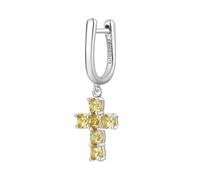 Brosway Fancy FEY09 925 silver women's cross earring with yellow zircons.