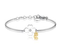 BROSWAY Semi-Rigid Bracelet Chakra Woman in Steel with Four-Leaf Clover and Crystal BHK316