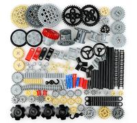 BroTex Technical Spare Parts，122Pieces Building Blocks Accessories, Gears Pins Connectors Wheels Axles Racks Differentials Bricks Sets, Engine Kits Cars Compatible Major Brands