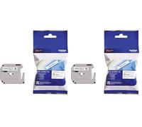 Brother 0.9 cm x 4 m Non-Laminated Tape - Black/White (Pack of 2)