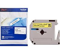 Brother M-K631BZ Labelling Tape Cassette, Black on Yellow, 12 mm (W) x 8 m (L), Brother Genuine Supplies