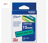 Brother 12mm X 8M Black On Green Tze Labelling Tape