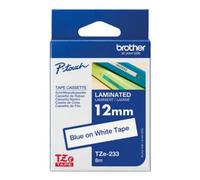 Brother 12mm X 8M Blue On White Tze Labelling Tape