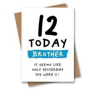 Brother 12th Birthday Card for Brother - 12 Today Seems Like Only Yesterday