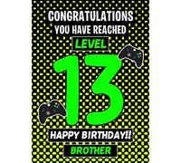 Brother 13th Birthday Card (Level Up Gamer)