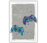 Brother 16th Birthday Card - Age 16 - Modern Gaming Design - Special Finishes - Made in the UK
