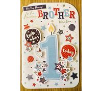 Brother 1st Birthday Card Age 1 with Full Colour Insert & Verse