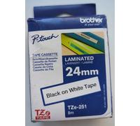 Brother P-touch Labelling Tape Authentic TZe-251 Adhesive Black on White 24 mm x 8 m
