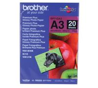 Brother A3 Premium + Glossy Photo Paper (Pack of 20) BP71GA3