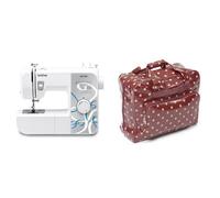 Brother AE1700 Sewing Machine with Instructional DVD, 17 Stitch & Hobby Gift PVC Sewing Machine Bag Polka, Cotton, Burgandy, 44x19x37 cm
