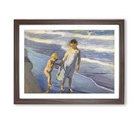Brother And Sister By Joaquin Sorolla Y Bastida Classic Painting Framed Print | A3 Walnut Framed Wall Art | Ready to Hang | Classic Historical Picture | Living Room Bedroom Lounge Office