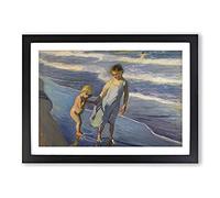 Brother and Sister by Joaquin Sorolla Y Bastida Framed Print | A2 Black Framed Wall Art | Ready to Hang | Modern Nature Picture | Living Room Bedroom Lounge Office