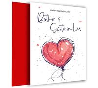Brother and Sister-in-Law Anniversary Card - Red Heart-shaped Balloon for Every Anniversary from 1st to 70th - Romantic Gesture for a Brother and Sister-in-Law