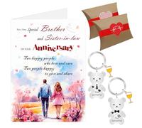 Brother and Sister in Law Anniversary Card, Wedding Anniversary Card, Happy Anniversary Cards Keyring Gifts for Couple with Envelope Gift Box (Brother & Sister in Law)