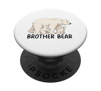 Brother Bear With Two Cubs Siblings Polar Bear Family PopSockets Adhesive PopGrip