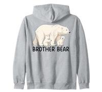 Brother Bear With Two Cubs Siblings Polar Bear Family Zip Hoodie