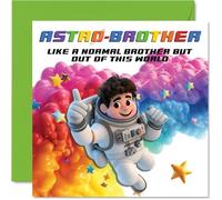 Brother Birthday Card - Astro-Brother - Happy Birthday Card for Brother from Sister Brother, 145mm Astronaut Space Bday Greeting Cards