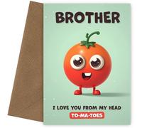 Brother Birthday Card - I Love You Tomatoes - Funny Happy Birthday Brother Card Unique Greeting Cards for Him
