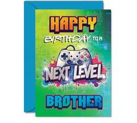 Brother Birthday Card - Next Level - Happy Birthday Card for Brother from Sister Sibling, A5 Gamer Bday Greeting Cards