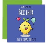 Brother Birthday Card - Simply The Zest - Happy Birthday Card for Brother from Sister Sibling, 145mm cute lemon Bday Greeting Cards