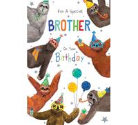 Brother Birthday Card Sloths 9" x 6" Lovely Verse