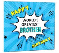 Brother Birthday Card - World's Greatest - Comic Book Pop Art Style Birthday Card for Brother