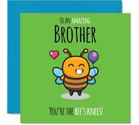 Brother Birthday Card - Youre The Bees Knees! - Happy Birthday Card for Brother from Sister Sibling, 145mm cute bee Bday Greeting Cards