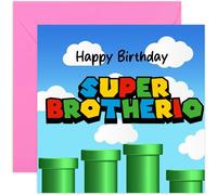 Brother Birthday Cards, Super Brotherio, Bright and Colourful Design from Younger Bro or Sis, Blank Inside
