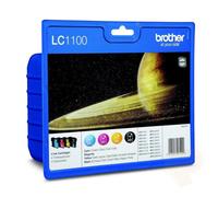 Brother Black Cyan Magenta Yellow Ink Cartridge Multipack 10ml + 3 x 6ml (Pack 4) - LC1100VALBP