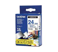 Brother Blue On White PTouch Ribbon 24mm x 8m - TZE253