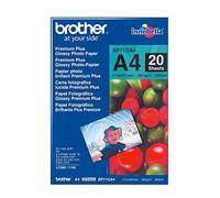 Brother BP71GA4 Photo Paper, A4, Premium Plus Glossy, 297 mm (W) x 210 mm (L), 20 Sheets, Brother Genuine Supplies