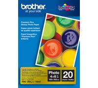 Brother Bp71Gp20 Photo Paper, 6 Inch X 4 Inch, Premium Plus Glossy, 20 Sheets, White