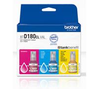 Brother BTD180CLVAL Ink Bottle Value Pack, C/Y/M, Includes 3 x Ink Bottles, Genuine Supplies