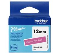 Brother BTAG-P35 label-making tape White on pink