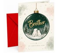 Brother Christmas Card, Polar Bears Bauble and Snowy Trees