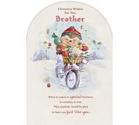 Brother Christmas Card with Hedgehog Design, Winter Scene Holiday Greeting Card