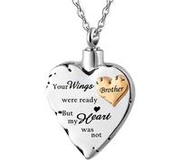 (Brother) Cremation Jewellery Urn Keepsake Necklace Heart Pendent Ashes Locket Memorial New