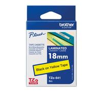 Brother P-Touch TZe Laminated Tape Cassette 18mm x 8m Black on Yellow TZE641